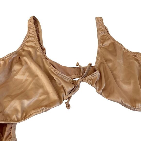 SKIMS Pink Sand Woven Tie Front Shine Teddy Sz XL NWT - Picture 5 of 14